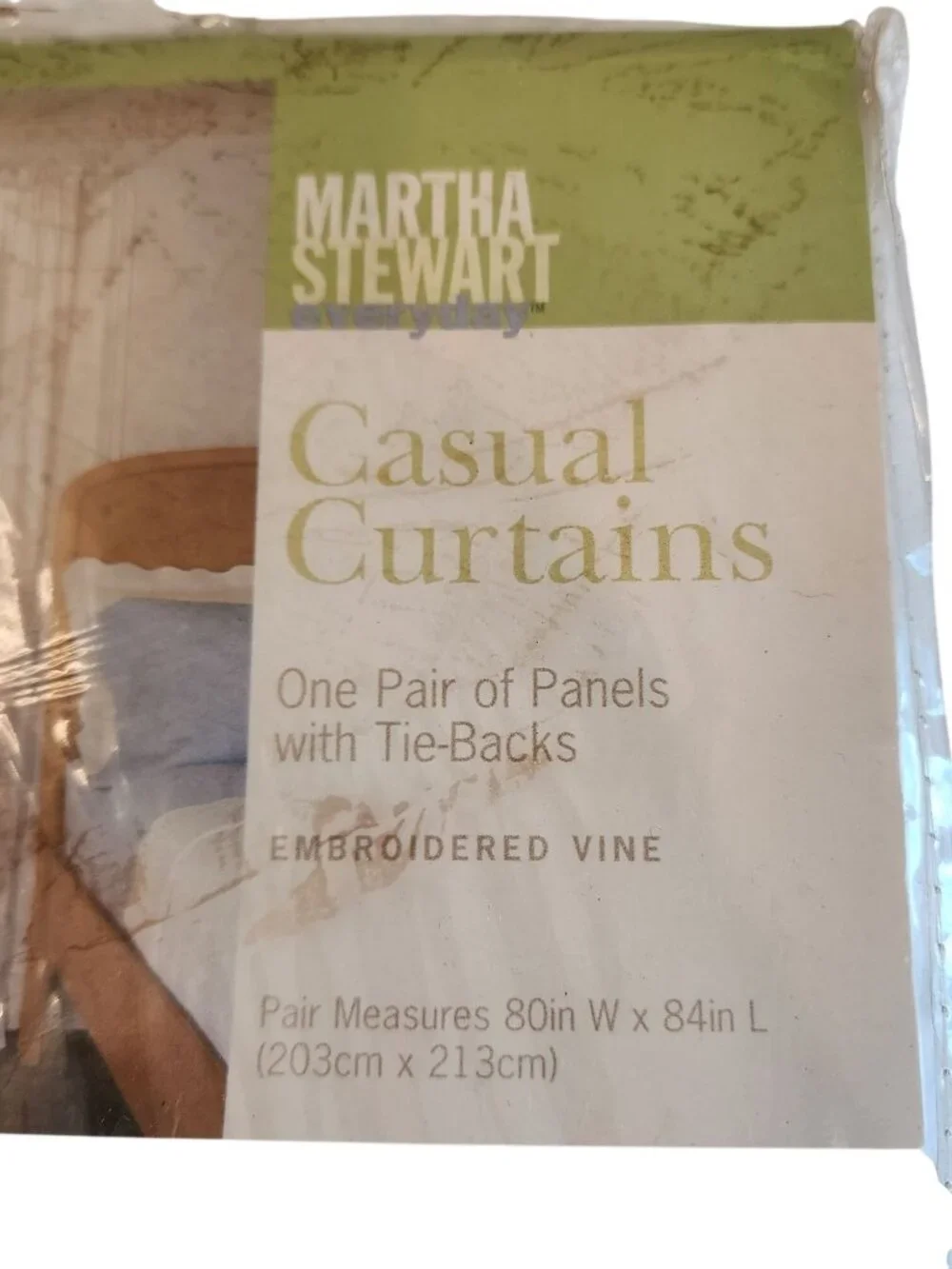 Martha Stewart Embroidered Vine Battenberg 100% Cotton  Curtains 80 x 84